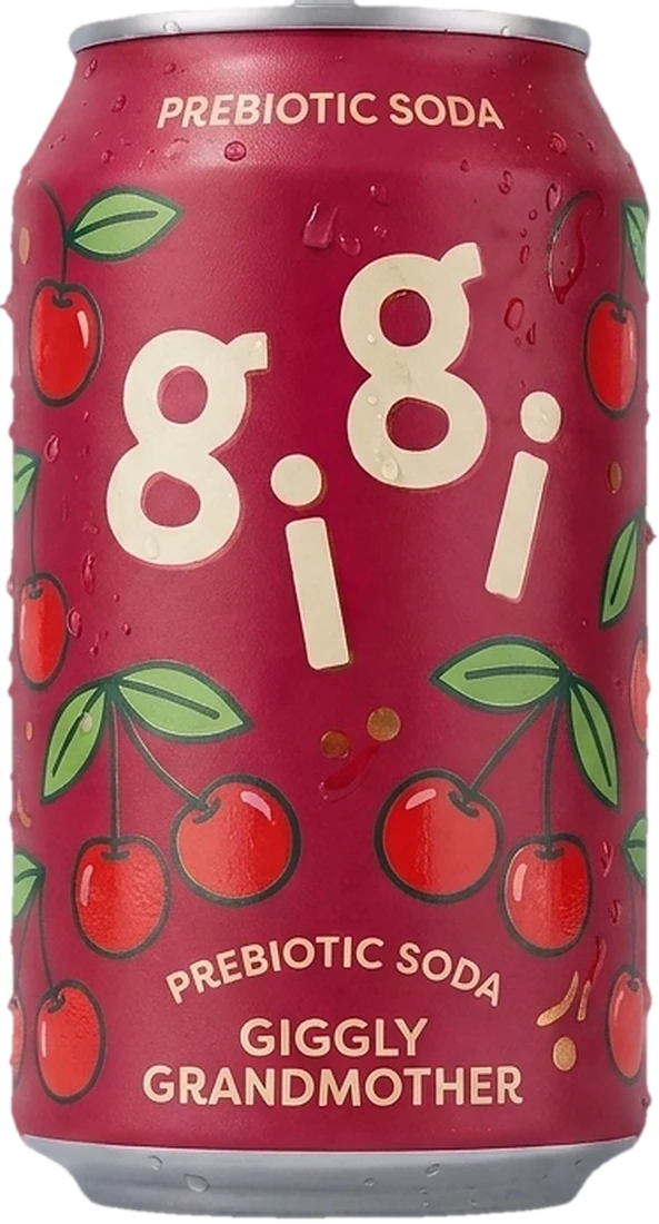 gigi Cherry prebiotic soda, 355 ml can