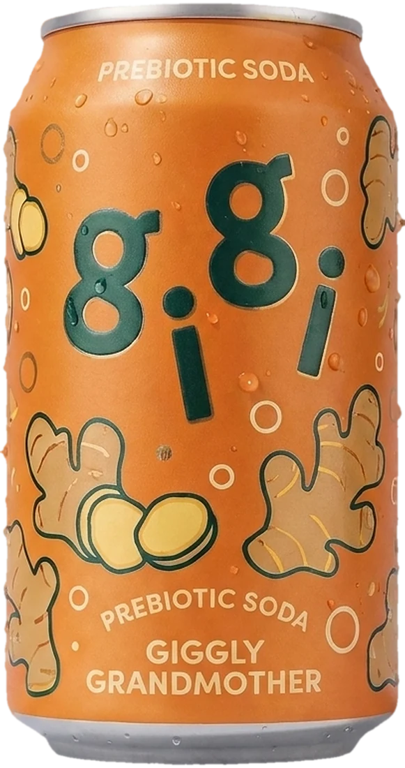 gigi Ginger prebiotic soda, 355 ml can